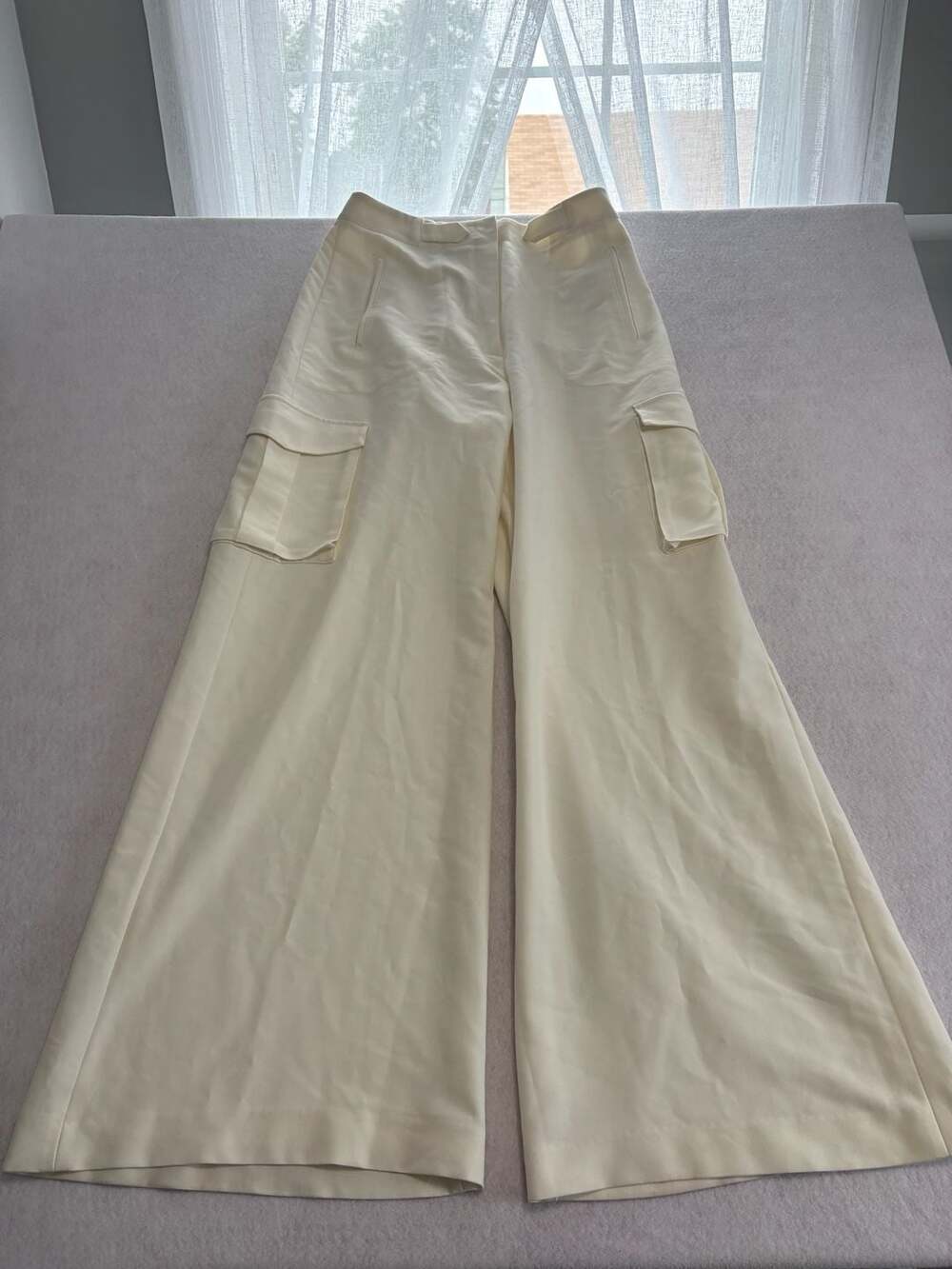 Ronny Kobo Ivory Wide-Leg Cargo Pants